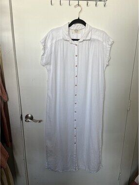FatFace 100% Linen White Shirtdress UK 10 US Medium